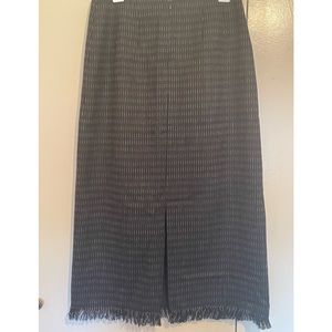 Vintage Harve Benard Petite Long A-Line Back and white stripe, slit Wool skirt